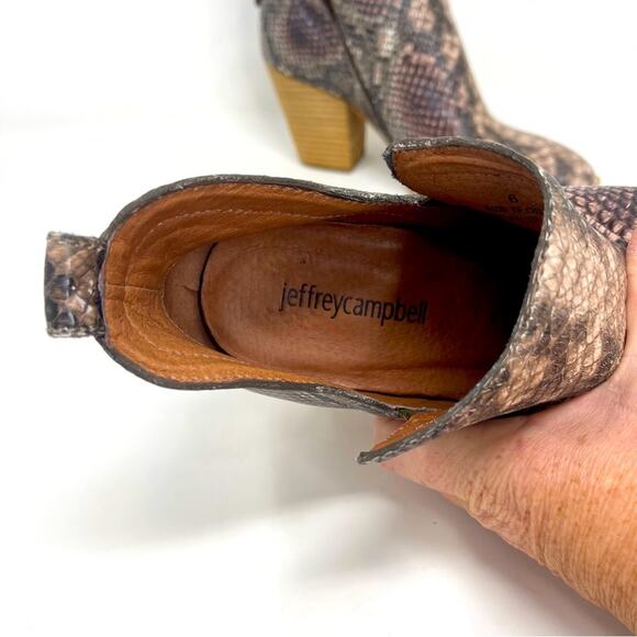Jeffrey Campbell Snakeskin Open Sided Ankle Boots - Picture 7 of 10